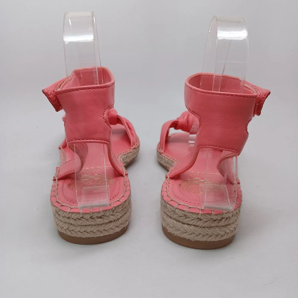 Vince Camuto Pink Leather Bow Espadrille Ankle Strap Flat Sandals Maybel Sz 7M